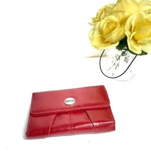 Kenneth Cole Reaction Red Faux Leather Wallet Clutch ID Card Holder